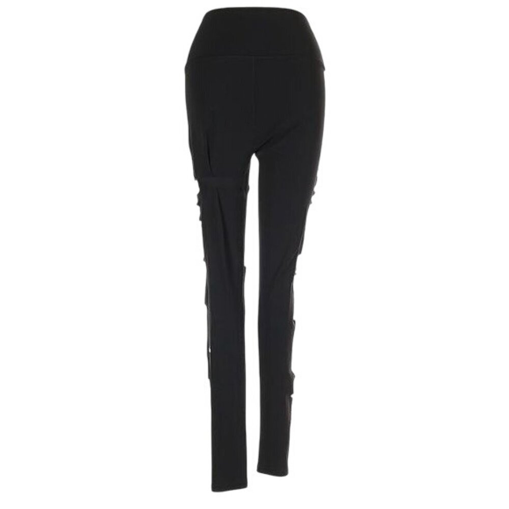 ALO Yoga Black Slashed Up High Waisted Black Athletic & Casual Leggings - Picture 5 of 11